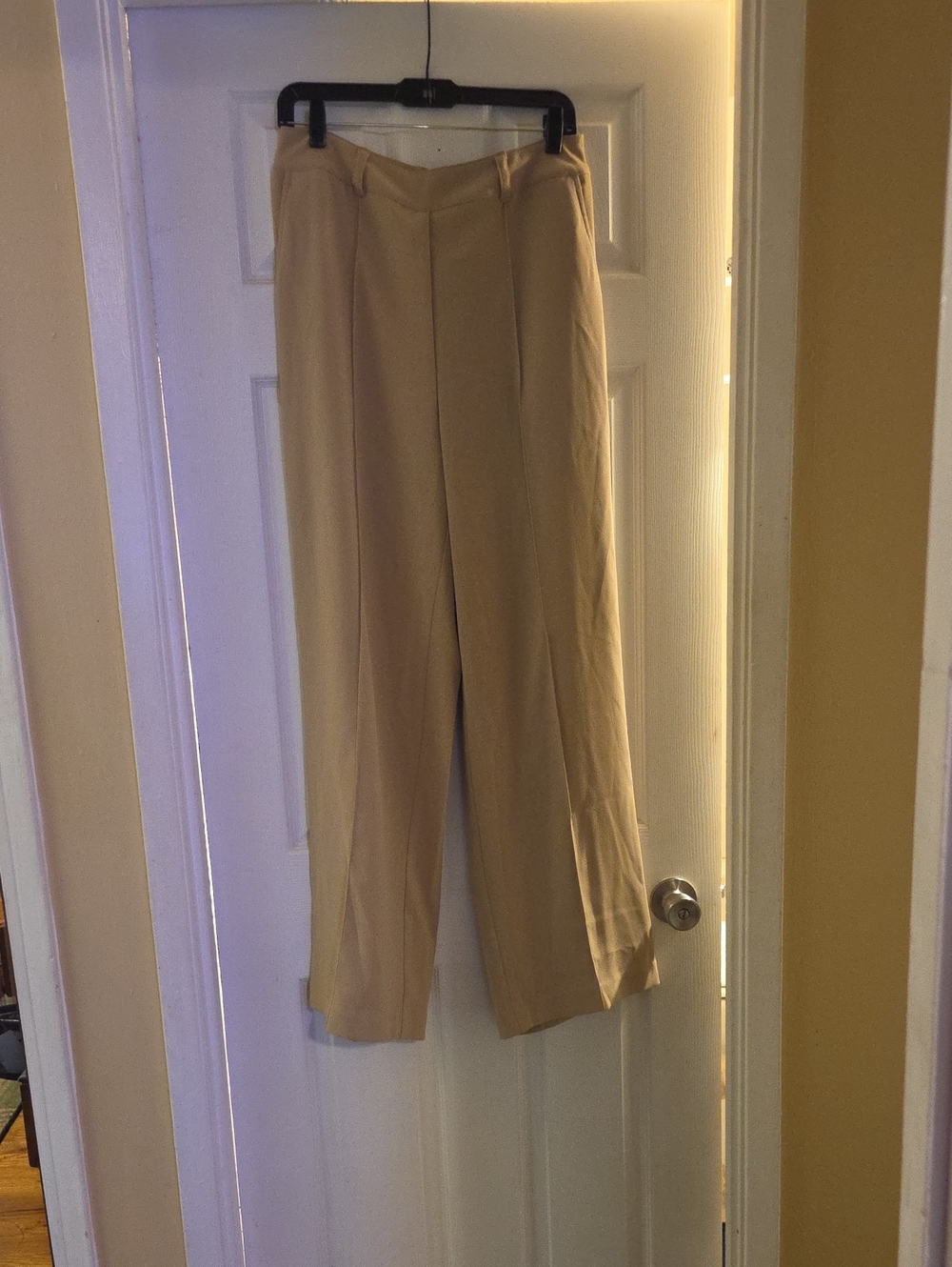 Essentials Beige High-Rise Straight Leg Trousers